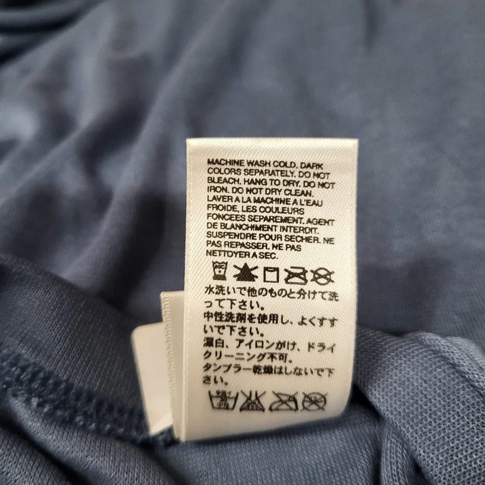 The North Face Men Shirt L Blue Logo Embroidery Vaporwick Activewear Short